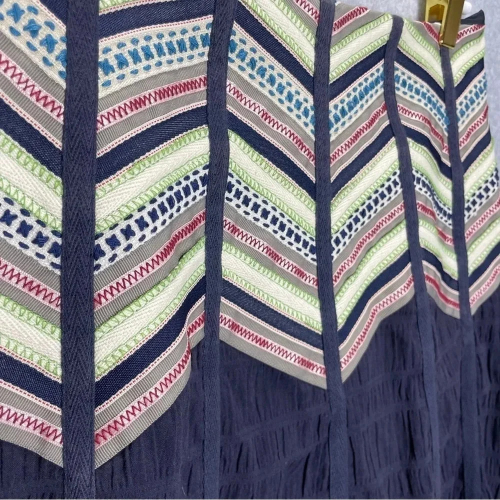 Nanette Lepore Herringbone Embroidered Surfin Safari Skirt - Picture 2 of 7
